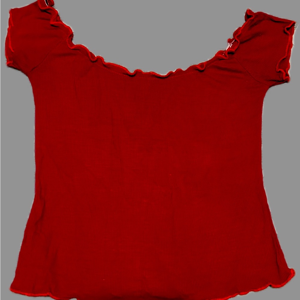 Off the shoulder red crop top
